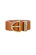 KHAITE Skinny Bambi Belt in Caramel, view 3, click to view large image.
