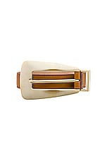 KHAITE Lucca Gold Buckle 30mm Belt in Nougat, view 3, click to view large image.