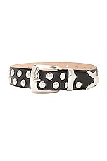 KHAITE Bruno Small Silver Studs Belt in Black, view 1, click to view large image.