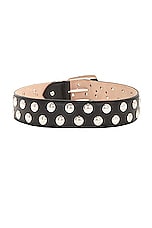 KHAITE Bruno Small Silver Studs Belt in Black, view 2, click to view large image.