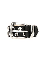 KHAITE Bruno Small Silver Studs Belt in Black, view 3, click to view large image.