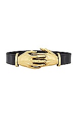 KHAITE Hand Belt in Black & Antique Gold, view 1, click to view large image.