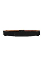 KHAITE Bambi Skinny Gold Hardware Belt in Black, view 2, click to view large image.