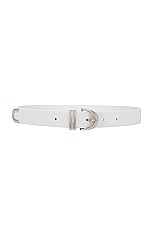 KHAITE Bambi Skinny Silver Hardware Belt in Optic White, view 1, click to view large image.