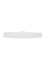 KHAITE Bambi Skinny Silver Hardware Belt in Optic White, view 2, click to view large image.