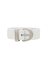KHAITE Bambi Skinny Silver Hardware Belt in Optic White, view 3, click to view large image.