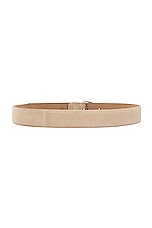 KHAITE Bambi Skinny Silver Hardware Belt in Nude, view 2, click to view large image.