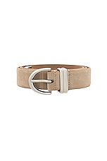 KHAITE Bambi Skinny Silver Hardware Belt in Nude, view 3, click to view large image.