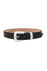 KHAITE Benny Silver Hardware Belt in Black, view 1, click to view large image.