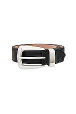KHAITE Benny Silver Hardware Belt in Black, view 3, click to view large image.
