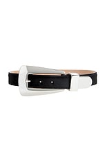 KHAITE Lucca 30mm Silver Buckle Belt in Black, view 1, click to view large image.