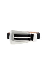 KHAITE Lucca 30mm Silver Buckle Belt in Black, view 3, click to view large image.