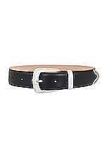 KHAITE Bruno Antique Silver Hardware Belt in Black, view 1, click to view large image.