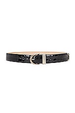 KHAITE Bambi Embossed Belt in Black & Antique Silver, view 1, click to view large image.