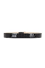 KHAITE Bambi Embossed Belt in Black & Antique Silver, view 2, click to view large image.