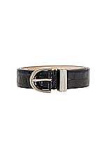 KHAITE Bambi Embossed Belt in Black & Antique Silver, view 3, click to view large image.