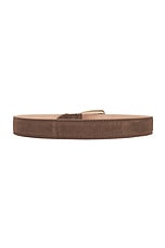 KHAITE Benny Suede Belt in Toffee & Antique Silver, view 2, click to view large image.