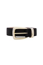 KHAITE Benny Gold Buckle 30mm Belt in Dark Brown, view 3, click to view large image.