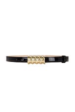 KHAITE Julius 20mm Patent Belt in Black & Gold | FWRD display picture 1