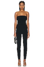 KHAITE Tela Catsuit in Black, view 1, click to view large image.