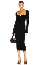 KHAITE Beth Long Sleeve Bustier Dress in Black, view 1, click to view large image.