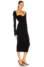 KHAITE Beth Long Sleeve Bustier Dress in Black, view 2, click to view large image.