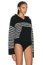 KHAITE Cruz Cashmere Hoodie In Black &amp; Custard Stripe in Black & Custard Stripe, view 2, click to view large image.