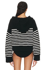 KHAITE Cruz Cashmere Hoodie In Black &amp; Custard Stripe in Black & Custard Stripe, view 3, click to view large image.