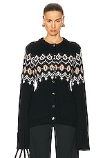 KHAITE Suzette Cardigan in Black Multi, view 1, click to view large image.