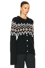 KHAITE Suzette Cardigan in Black Multi, view 2, click to view large image.