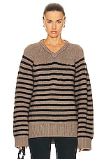 KHAITE Nalani Sweater in Barley & Black, view 1, click to view large image.