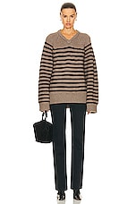 KHAITE Nalani Sweater in Barley & Black, view 4, click to view large image.