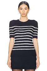 KHAITE Luphia Sweater in Navy & Cream, view 1, click to view large image.