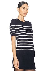 KHAITE Luphia Sweater in Navy & Cream, view 2, click to view large image.