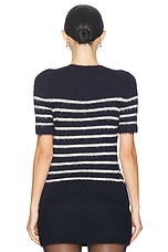 KHAITE Luphia Sweater in Navy & Cream, view 3, click to view large image.