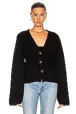 KHAITE Scarlett Cardigan in Black, view 2, click to view large image.