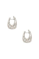 KHAITE Olivia Small Hoop Earrings in Silver, view 2, click to view large image.