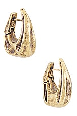 KHAITE Olivia Small Hoop Earrings in Antique Gold, view 1, click to view large image.