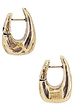 KHAITE Olivia Small Hoop Earrings in Antique Gold, view 3, click to view large image.