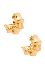KHAITE Julius Loop Medium Earrings in Gold, view 1, click to view large image.