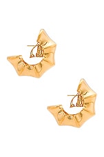 KHAITE Julius Loop Medium Earrings in Gold, view 3, click to view large image.