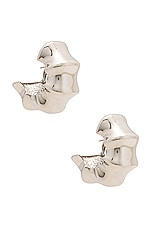KHAITE Julius Loop Medium Earrings in Silver, view 1, click to view large image.