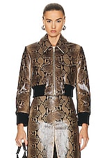 KHAITE Python Embossed Hector Jacket in Brown, view 1, click to view large image.