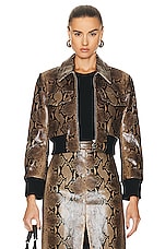 KHAITE Python Embossed Hector Jacket in Brown, view 2, click to view large image.