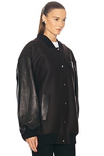 KHAITE Spencer Leather Combo Jacket in Dark Brown, view 3, click to view large image.