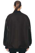 KHAITE Spencer Leather Combo Jacket in Dark Brown, view 5, click to view large image.