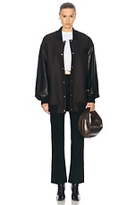 KHAITE Spencer Leather Combo Jacket in Dark Brown, view 6, click to view large image.