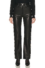 KHAITE Danielle Leather Stud Pant in Black, view 1, click to view large image.