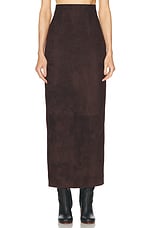 KHAITE Loxley Skirt in Dark Brown, view 1, click to view large image.