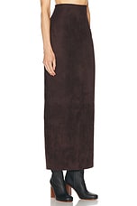 KHAITE Loxley Skirt in Dark Brown, view 2, click to view large image.